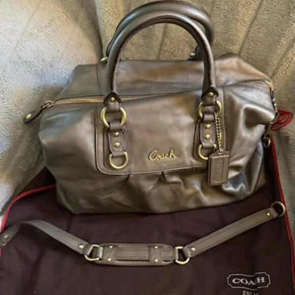 Coach J1149-F15447 Ashley Bronze Leather Satchel & dust bag pristine - Picture 6 of 11